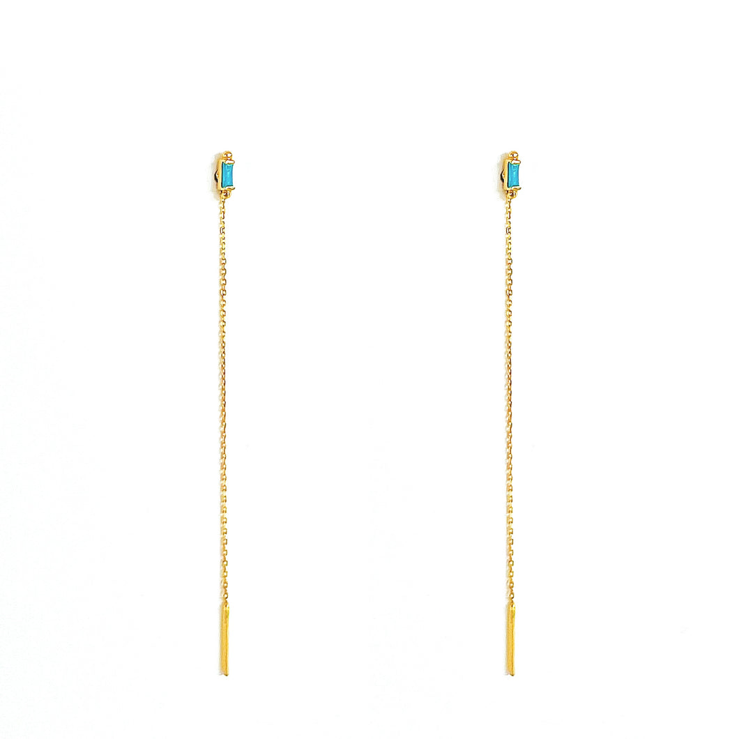 Earrings SUZANE - Baguette Turquoise & 18K gold