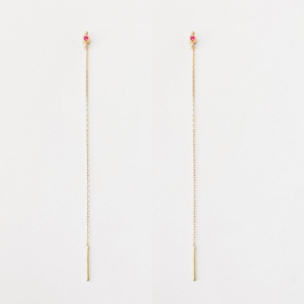 Earrings ELEONORE - Pink Sapphire Stud With Extension - 18K gold