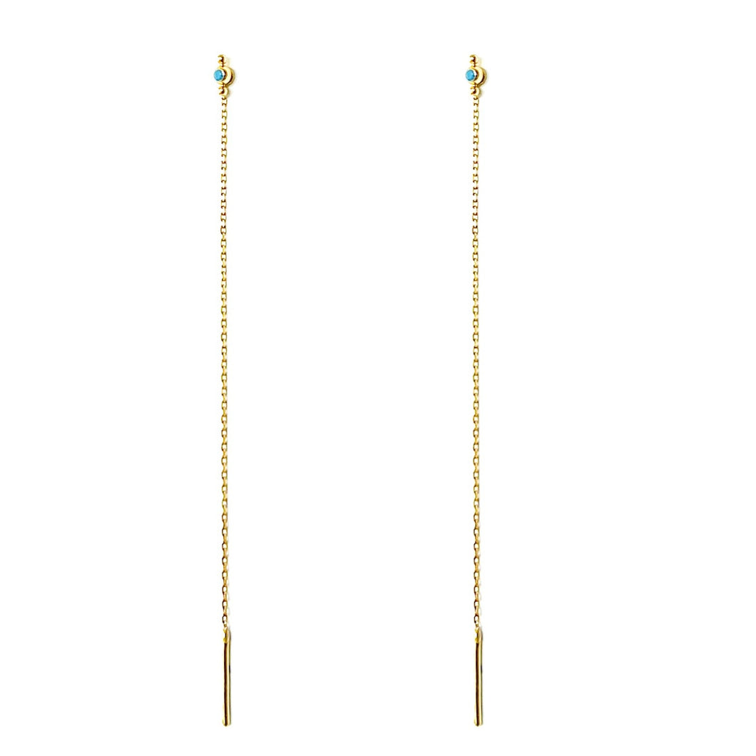 Earrings ARTEMISE - Turquoise Stud With Extension - 18K gold