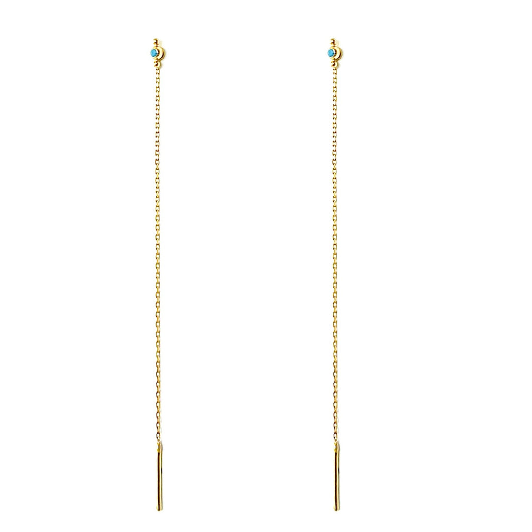 Earrings ARTEMISE - Turquoise Stud With Extension - 18K gold