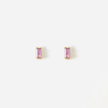 Load image into Gallery viewer, Earrings Elena - Baguette Amethyst Studs 0.5mm - 18K gold
