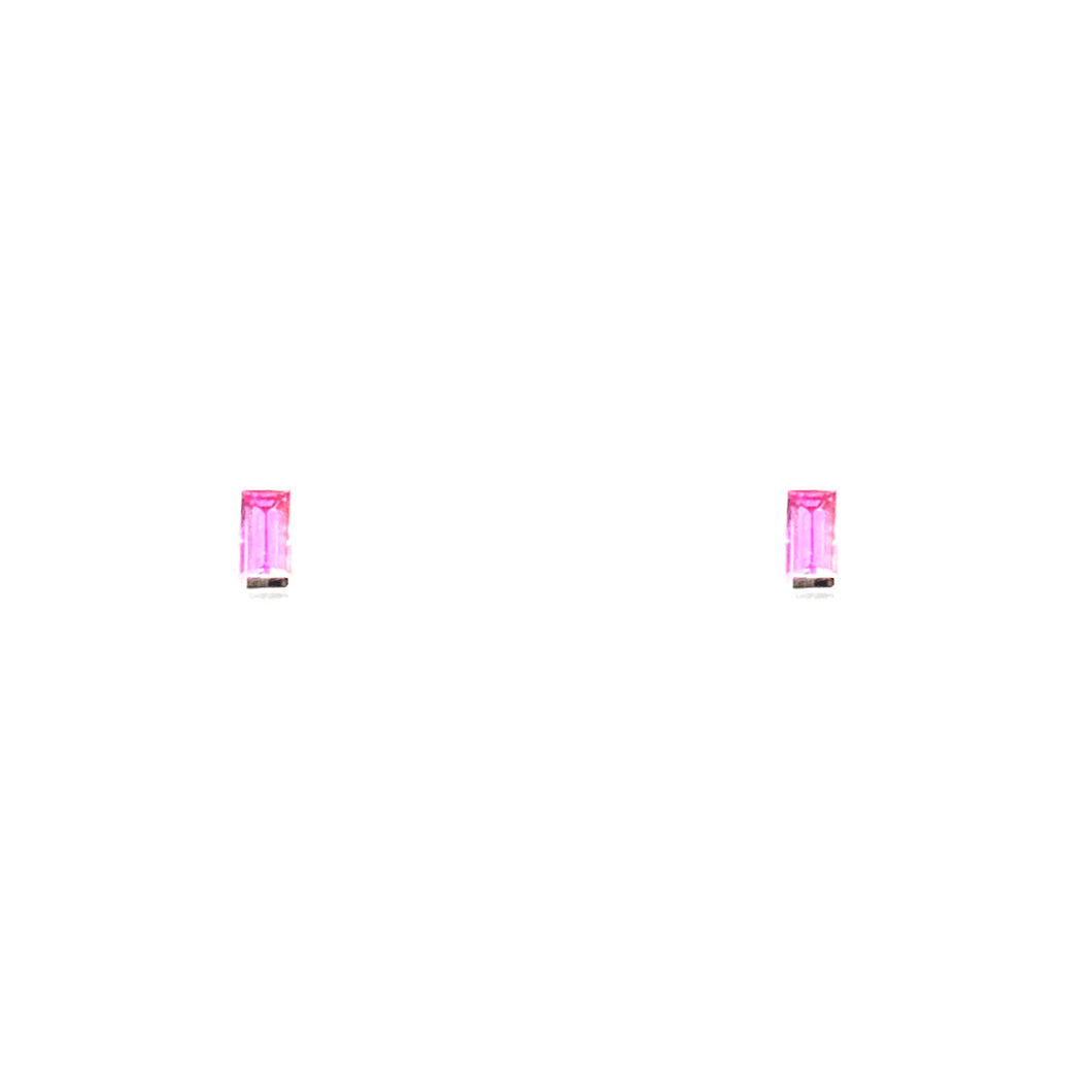 Earrings MARYSE - Baguette Pink Sapphire - 18K gold