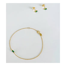 Load image into Gallery viewer, Earrings ISA - Baguette Emerald Studs 0.5mm - 18K gold
