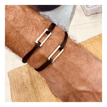 Load image into Gallery viewer, Bracelet THÉO - Rectangle Rounded Link Cordon Bracelet- Engraving On Demand
