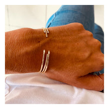 Load image into Gallery viewer, Bracelet ANNIE - Open Bangle &amp; Baguette Diamonds 18K Gold
